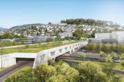 Die geplante Überdachung des Bypass-Portals in Kriens. Die Stadt fordert, dass sich der Bund an weiteren Überdachungen beteiligt. (Visualisierung: PD)