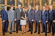 Der Schwyzer Regierungsrat inklusive Staatsschreiber. Bild: PD