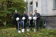 Der Spatenstich vom Dienstagmorgen fürs Wohnbauprojekt «Solarius» an der Greifenstrasse. (Bild: Rafael Hug - 5. November 2019)