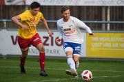 Christophe Lambert (rechts) im Spiel gegen den SC Goldau. Bild: Boris Bürgisser (Buochs, 19. Oktober 2019)