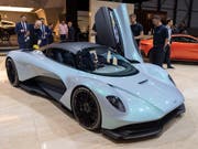 Der neue Aston Martin AM-RB003 am Genfer Autosalon im März 2019. (Bild: KEYSTONE/MARTIAL TREZZINI)
