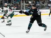 Timo Meier drückt ab und trifft. (Bild: KEYSTONE/FR171548 AP/JOHN HEFTI)
