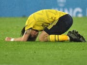 Arsenals Hector Bellerin zeigt seine Enttäuschung nach der Niederlage in Leicester (Bild: KEYSTONE/AP/RUI VIEIRA)