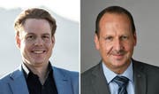 Die beiden Kandidaten für die zwei frei werdenden Sitze im Regierungsrat: Yves Noël Balmer von der SP (links) und Hansueli Reutegger von der SVP. (Bild: pd)