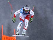 Corinne Suter während der Kombinations-Abfahrt, ihrem letzten Test vor der WM-Abfahrt (Bild: KEYSTONE/AP/MARCO TROVATI)