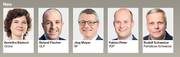 Korintha Bärtsch (Grüne), Roland Fischer (GLP), Jörg Meyer (SP), Fabian Peter (FDP), Rudolf Schweizer (Parteilose Schweizer)