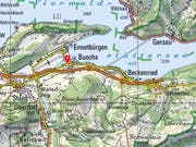 Über hundert Schweine starben in der Nacht auf Montag bei einem Scheunenbrand in Buochs NW. (Bild: Swisstopo)