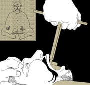 Wenn man sich im 17. Jahrhundert – wie hier der chinesische Kaiser durch den Zuger Johann Jakob Bossart – einen Zahn ziehen lassen musste, war das zuweilen recht schmerzhaft. Illustration: Lea Siegwart