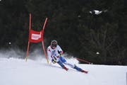Andreas Schuler aus Spiringen verteidigt mit einer starken Leistung den ZSSV-Riesenslalommeistertitel aus dem Vorjahr erfolgreich. Bild: Robi Wyrsch (Brüsti/Attinghausen, 10. Februar 2019)