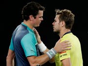 In Melbourne gewann Milos Raonic (li.) nach hartem Kampf gegen Stan Wawrinka. In Rotterdam kommts nun zur Revanche (Bild: KEYSTONE/AP/AARON FAVILA)