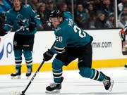 Timo Meier hält bereits bei 20 NHL-Saisontoren für die San Jose Sharks (Bild: KEYSTONE/FR155217 AP/TONY AVELAR)