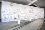Zin Taylors monumentale Wandzeichnungen entstanden aufgrund von Streifzügen durch die Stadt St.Gallen. (Bild: Urs Bucher)