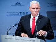 US Vizepräsident Mike Pence spricht am Samstag an der Münchner Sicherheitskonferenz. (Bild: Keystone/EPA/RONALD WITTEK)