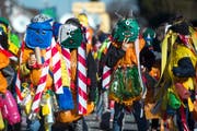 (Plastik-)Monstermässig gut: Der «Chenderumzug» in Buchrain war ein voller Erfolg. (Bild: Dominik Wunderli, Buchrain, 16. Februar 2019)