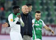 Axel Bakayoko (links) erzielt gegen Thun den Ehrentreffer. (Bild: KEY)