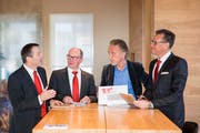 Urs Schneider, Josef Maier, Martin Neff und André Kobelt diskutieren die Bilanz 2018. (Bild: Mareycke Frehner)