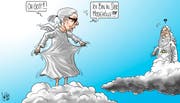 Wenn ein Modezar vor den Schöpfer tritt... (Illustration: Silvan Wegmann)