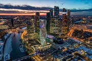 Geschäftshochhäuser in Moskau. Bild: Dmitry Serebryakov/AP (19. Februar 2019)
