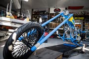 Der Chopper mit der ungewöhnlich langen Gabel. (Bilder: Manuela Jans-Koch, Malters, 14. Februar 2019)