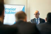 Matthias Ryser, CFO, spricht an der Bilanzmedienkonferenz von Meier Tobler. (Bild: KEYSTONE/Alexandra Wey, Zürich, 21. Februar 2019)