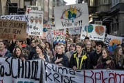 «Wacht auf!!»: Jugendliche am St.Galler Klimastreik vom 15. Februar. (Bild: Michel Canonica)