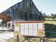 Die Tafel vor der maroden Scheune bei Wittenwil führt unter anderem die 31 Namen der Einsprecher auf. (Bilder: Kurt Lichtensteiger)