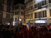 Der Maskenbrunnen der MLG auf dem Kornmarkt in der Luzerner Altstadt. (Bild: Jérôme Martinu)