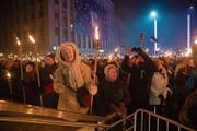 Eine von der Partei EKRE organisierte Prozession. (Bild: Eero Vabamägi/Postimees (Tallinn, 24. Februar 2019))