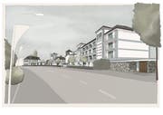 Dreistöckig, 15 Meter hoch und mit zwei markanten Treppenhaus-Türmen: So soll der neue Ostflügel des Hotels Bad Horn aussehen. (Bild: PD)