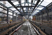 Blick in die sich noch im Bau befindende Halle. (Bild: Matthias Piazza (Stansstad, 4. Februar 2019))