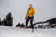 Eine Langläuferin auf der Loipe im Eigenthal. (Bild: Eveline Beerkircher, 7. Februar 2019)