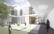Visualisierungen des Wettbewerbes vom Kinderspital Luzern. (PD: Visus webereinhardt Generalplaner AG)