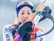 Elisa Gasparin bringt sich in Schussposition (Bild: KEYSTONE/APA/APA/EXPA/STEFAN ADELSBERGER)