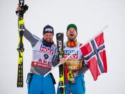 Kjetil Jansrud und Aksel Lund Svindal haben gut lachen (Bild: KEYSTONE/JEAN-CHRISTOPHE BOTT)