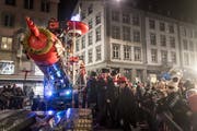 Die Konfettikanone ist bereit. Sie wartet auf den 45. Ehren-Födlebürger (Föbü), der am Samstag «verschossen» wird. (Bild: Michel Canonica - 11. Februar 2019)