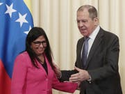 Der russische Aussenminister Sergej Lawrow empfängt die venezolanische Vizepräsidentin Delcy Rodríguez in Moskau. (Bild: Keystone/EPA/SERGEI CHIRIKOV)
