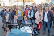 Erich Probst und seine Frau Bernadette im Lagonda. (Bild: Eddy Schambron)