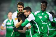 Ob die St.Galler Kicker wie Anfang Februar gegen den FC Zürich auch gegen Xamax Neuchâtel wieder jubeln können, wird sich weisen. (Bild: Gian Ehrenzeller/KEY)