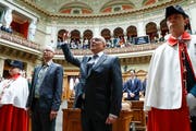 Nicolo Paganini bei seiner Vereidigung als Nationalrat im Frühling 2018. (Bild: Peter Klaunzer/KEY - Bern, 12. März 2018)