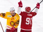 Doppeltorschütze Joël Vermin (Nr. 91) jubelt - auch dank seiner Goals kam Lausanne gegen die SCL Tigers zu einem 5:2-Sieg (Bild: KEYSTONE/LAURENT GILLIERON)