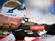 Johannes Thingnes Bö nimmt die Scheibe ins Visier. (Bild: KEYSTONE/AP TT News Agency/ANDERS WIKLUND)