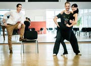 Ex-Miss Schweiz Anita Buri trainiert mit Tanz-Coach Michal Vajcik im Dancemore in Frauenfeld für die SRF-Tanzsendung «Darf ich bitten?». (Bild: Reto Martin)