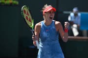 Ballt die Faust nach ihrem Sieg über die Weltnummer Eins Naomi Osaka in Indian Wells: Belinda Bencic. (Bild: Omid Davarian/freshfocus, 12. März 2019)