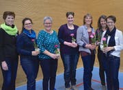 Neue Sektionspräsidentinnen des Landfrauenverbandes mit der Präsidentin Regula Böhi-Zbinden (links): Barbara Schneider, Nussbaumen, Edith Schrackmann und Andrea Kägi (Co-Präsidium), Tannzapfenland; Brigitte Frei, Homburg; Daniela Deutsch, Märstetten, und Sonja Brühlmann, Hefenhofen-Sommeri. (Bild: kü)
