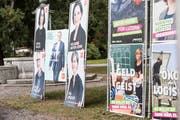 Wahlplakate beim Bellpark in Kriens. (Bild: Manuela Jans-Koch, 9. März 2019)