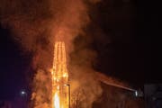 58,6 Meter hoch: Der Funken am Lustenauer Glaserweg. (Bild: Keystone)