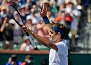 Bei diesem Siegjubel nach dem Viertelfinal wusste Roger Federer noch nicht, dass er mit diesem 6:4, 6:4-Erfolg über Hubert Hurkacz schon das Finalticket in Indian Wells löste. (Bild: AP Photo/Mark J. Terrill, 15. März 2019)