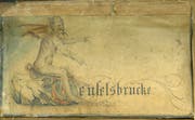 Auf der Rückseite des Tableaus findet sich eine Tuschzeichnung, die den auf einem Stein sitzenden Teufel zeigt. (Bild: PD)