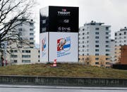 Auf einem der Kreisel an der Nordstrasse zwischen Zug und Baar hat es neu einen Esaf-Coutdown. (Bild: Stefan Kaiser, Zug, 18. März 2019)