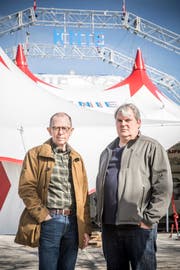 Schlafen nicht im selben Wohnwagen: Victor Giacobbo und Mike Müller (Bild: Mareycke Frehner)